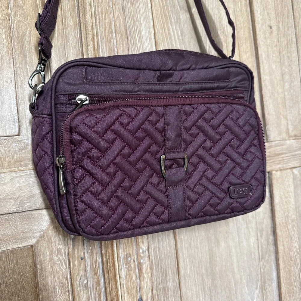 Lug Carousel XL Crossbody Bag Wine Burgundy Eggplant Purple Quilted RFID